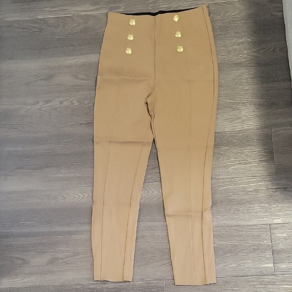 Elegant Tan High-Waisted Pants - Picture 1 of 4
